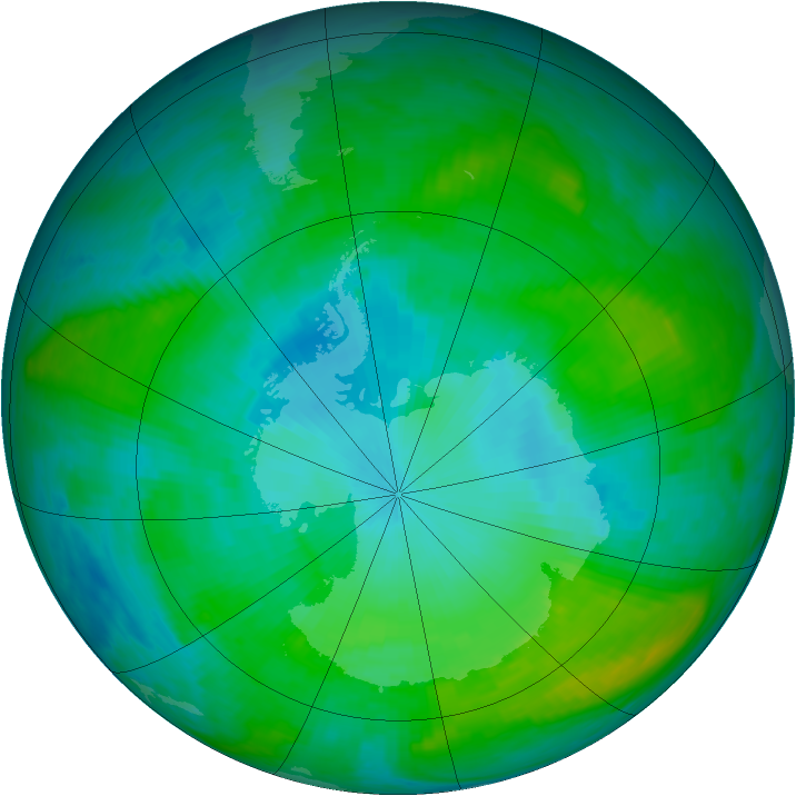 Antarctic ozone map for 02 February 1989